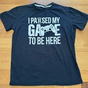 I Paused My Game To Be Here Black Graphic Gamer T-Shirt Men’s Large 21” Chest